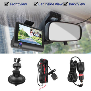 Dash Cam DVR 4" 3 telecamere HD 1080p con visione notturna