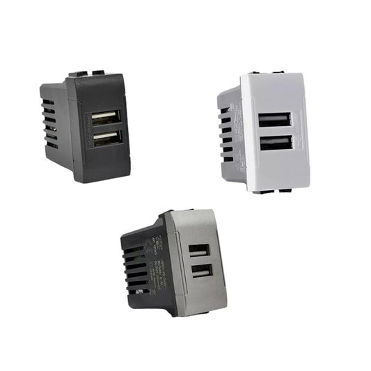 Modulo presa doppia USB da muro per placca cassetta 503 compatibile con living light international air 5V 2 Usb