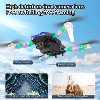 Mini drone con 2 telecamere 4k wi-fi 2.4G D8 PRO con App luci led rgb