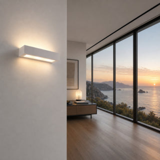 Applique da parete in gesso rettangolare doppia emissione di luce E14