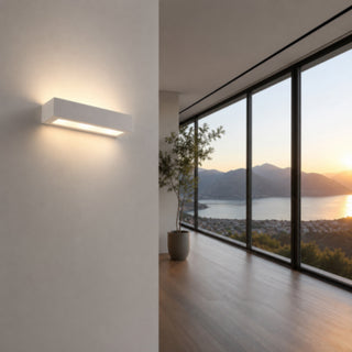 Applique da parete in gesso rettangolare doppia emissione di luce E14