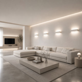 Applique da parete in gesso rettangolare doppia emissione di luce E14