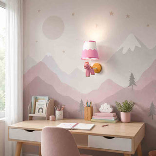 Applique daparete a forma di cavallo in resina lume E27 rosa celeste