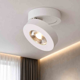 Applique orientabile 1 led cob 7 watt luce da parete soffitto bianco