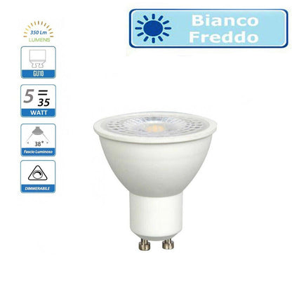 Faretto led cob 5 watt GU10 lampada spot dimmerabile luce fredda 6500k faretti risparmio energetico