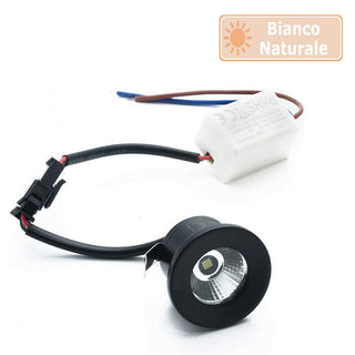 Faretto led cob ad incasso 1 watt mini spot punto luce tondo luce bianca 6500k calda 3000k naturale 4000k