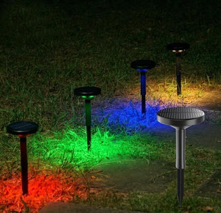 Faretto led pannello solare picchetto CCT 3 colori di luce + rgb IP65