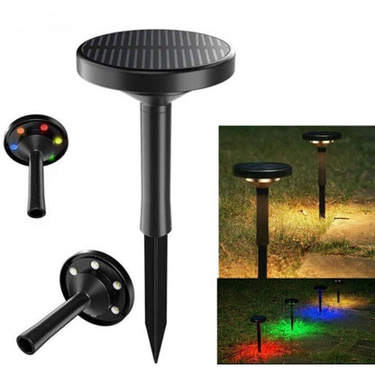 Faretto led con pannello solare e picchetto per esterno con funzione cct 3 tonalità di luce o rgb IP65