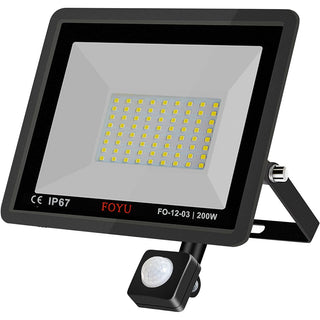 Faro 144 led 200 watt con sensore di passaggio luce bianca 6500k IP67