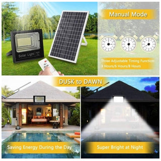 Faro led 200 watt pannello solare sensore crepuscolare luce 6500k IP66