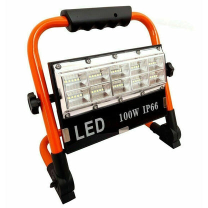Faro a led 100 watt ricaricabile a batteria faretto per edilizia cantiere portatile dimmerabile 3 modalità di luce IP66