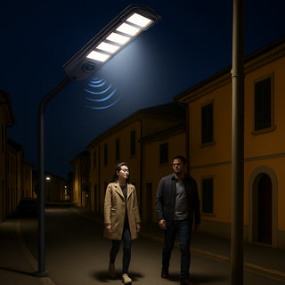 Lampione faro LED solare 300W con sensore di prossimità con palo IP65