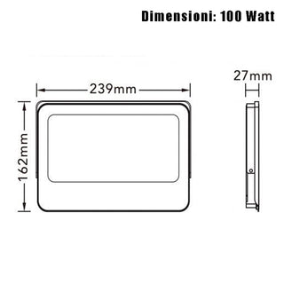 Faro led slim bianco 10 20 30 50 100 200W tecnologia CCT esterno IP66