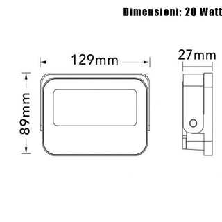 Faro led slim bianco 10 20 30 50 100 200W tecnologia CCT esterno IP66