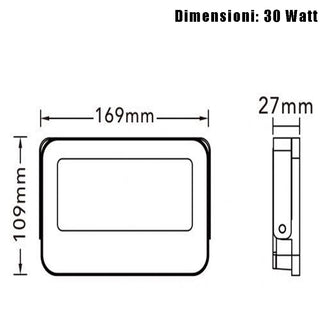 Faro led slim bianco 10 20 30 50 100 200W tecnologia CCT esterno IP66