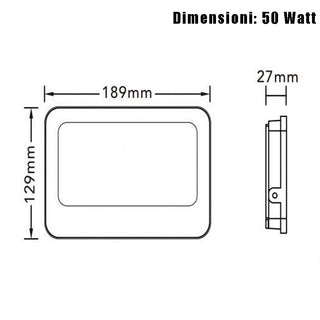 Faro led slim bianco 10 20 30 50 100 200W tecnologia CCT esterno IP66