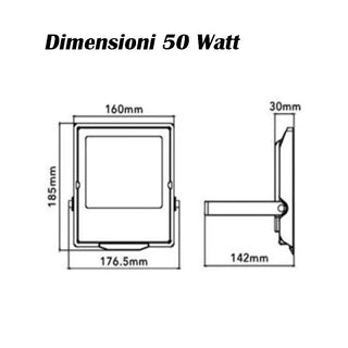 Faro led per esterno nero 30 50 100 200 watt tecnologia CCT  IP66