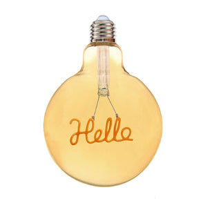 Lampadina ambrata led filamento scritta HELLO 4 watt E27 luce calda