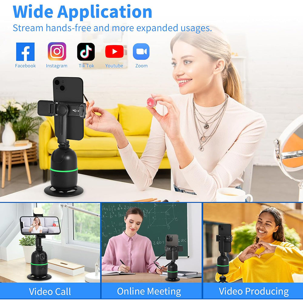 Stabilizzatore cardanico per smarphone gimbal con sensore di movimento bastone per selfie con telecomando anti vibrazioni rotazione 360°