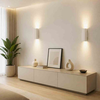 Applique parete doppia emissione di luce in gesso cubo GU10