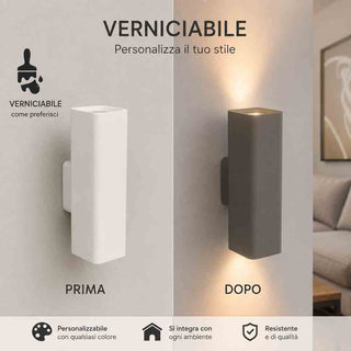 Applique parete doppia emissione di luce in gesso cubo GU10