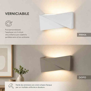 Applique A parete in gesso rettangolare incrociato doppia emissione G9