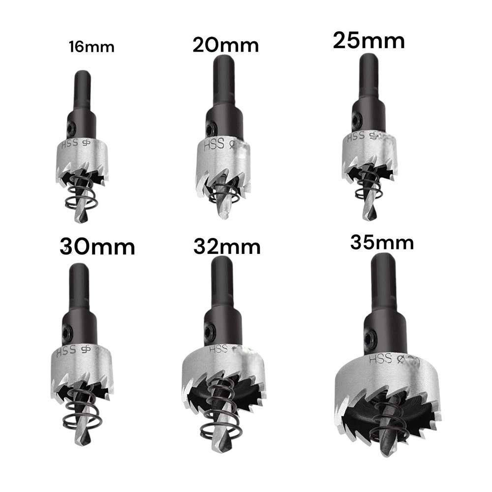 Set di 6 frese HSS per ferro in acciaio per trapano fresa per forature metallo varie dimensioni 2 chiavini esagonali