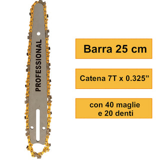 Barra lama per moto sega da 25 e 42 cm 2 catene di ricambio 250-450 mm