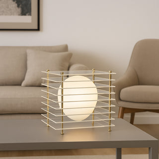 Lampada lume con sfera opalina e struttura trasparente finitura oro G9