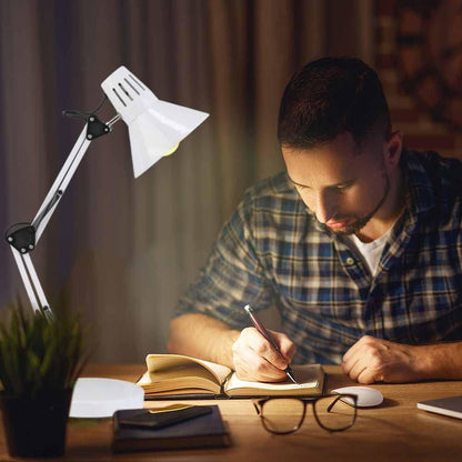 Lampada da scrivania con braccio snodabile luce da tavolo in metallo orientabile con morsetto incluso attacco per lampadine E27