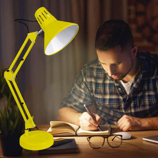 Lampada da scrivania snodabile in metallo con morsetto E27 vari colori