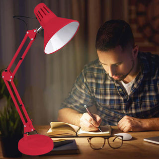Lampada da scrivania snodabile in metallo con morsetto E27 vari colori