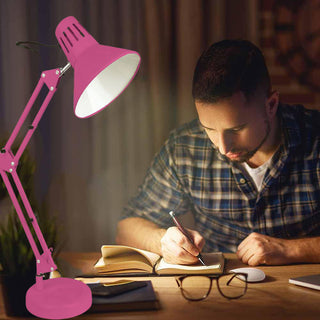Lampada da scrivania snodabile in metallo con morsetto E27 vari colori