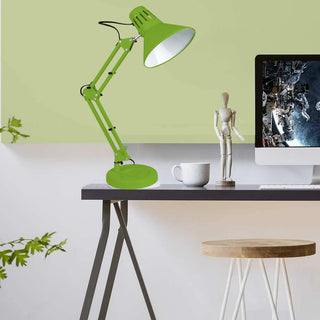 Lampada da scrivania snodabile in metallo con morsetto E27 vari colori
