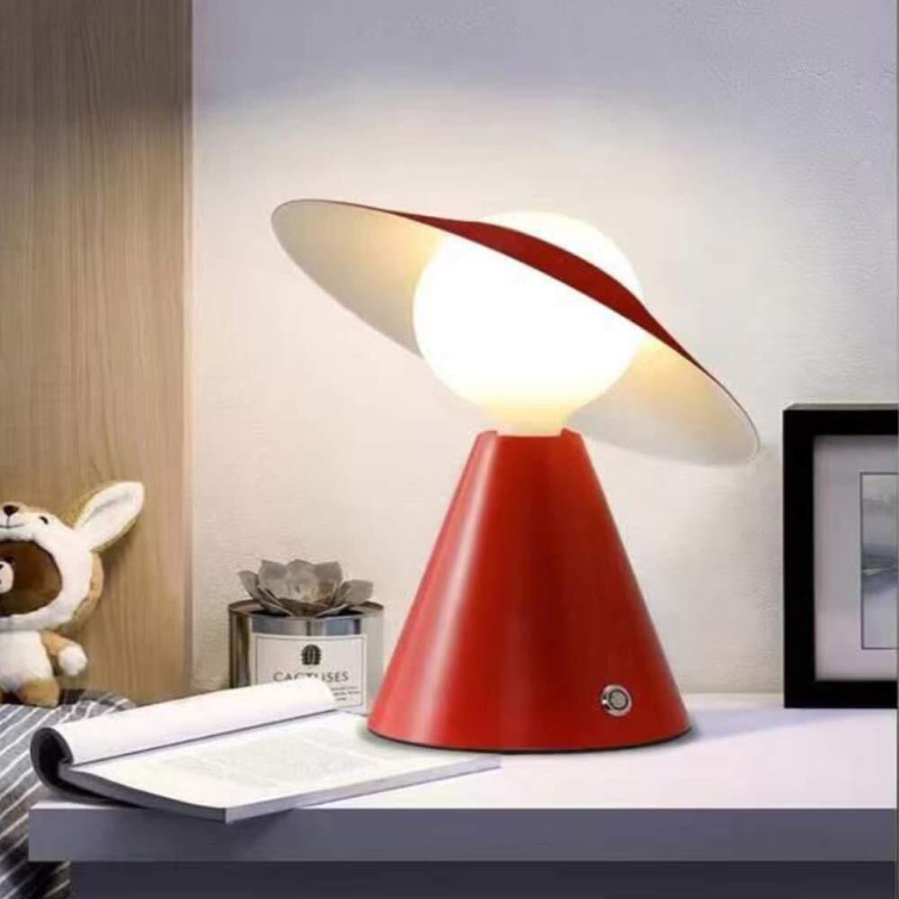 Lampada da tavolo decorativa con paralume a cappello orientabile stile contemporaneo lume da comodino E27