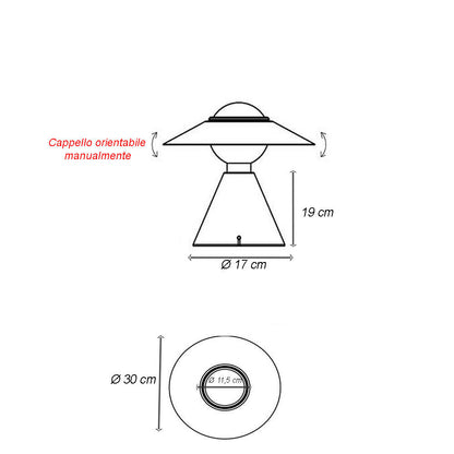 Lampada da tavolo decorativa con paralume a cappello orientabile stile contemporaneo lume da comodino E27