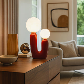 Lampada da tavolo comodino di design decorativa due sfera attacco G9