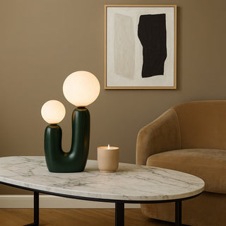 Lampada da tavolo comodino di design decorativa due sfera attacco G9