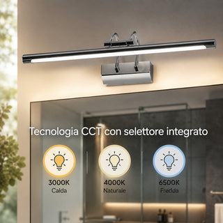 Lampada a led da specchio 15 watt tecnologia CCT con switch
