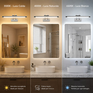 Lampada a led da specchio 15 watt tecnologia CCT con switch