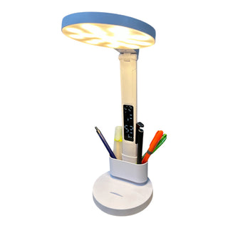 Lampada da scrivania touch a led con porta penna orologio dimmerabile