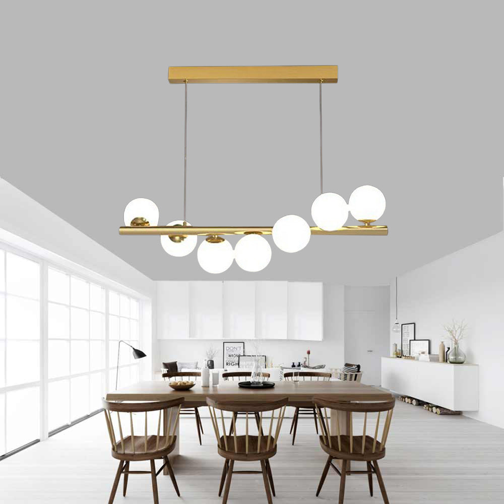 Lampadario sospensione bronzo decorativo con 7 sfere in vetro lampada da soffitto attacco G9