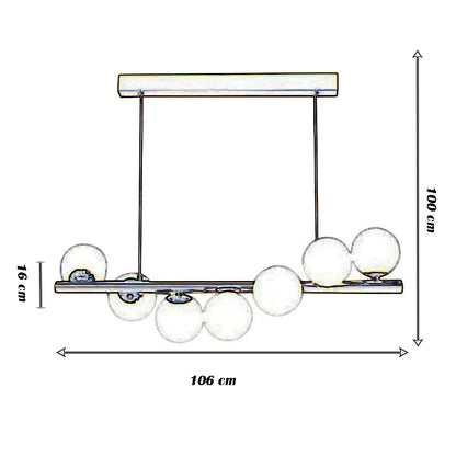 Lampadario sospensione bronzo decorativo con 7 sfere in vetro lampada da soffitto attacco G9