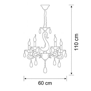 Lampadario da soffitto nero bracci con pendenti in acrilico E14