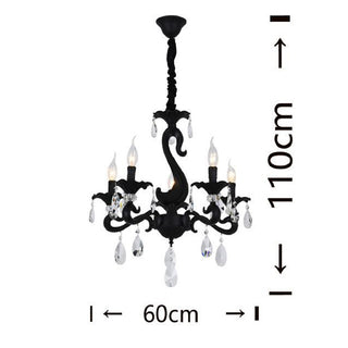 Lampadario da soffitto nero bracci con pendenti in acrilico E14