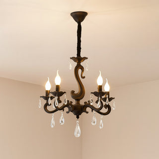 Lampadario da soffitto nero bracci con pendenti in acrilico E14