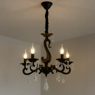 Lampadario da soffitto nero bracci con pendenti in acrilico E14