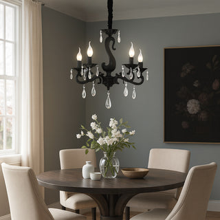 Lampadario da soffitto nero bracci con pendenti in acrilico E14