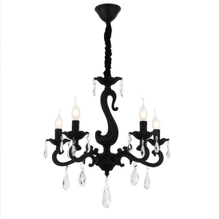 Lampadario da soffitto nero bracci con pendenti in acrilico E14