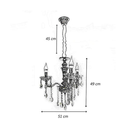 Lampadario da soffitto a 3 bracci a sospensione con sfere cristalli pendenti lampada sospesa retrò classico attacco e14